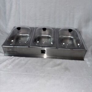 Kenmore Stainless Steel 2.5 Quart 3-Station Mini Buffet Server‎ No Spoons EUC